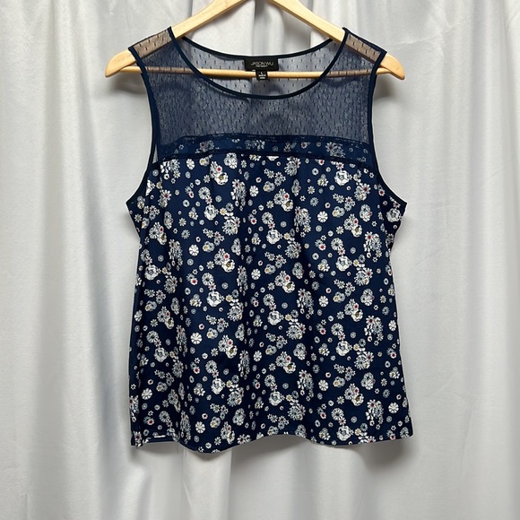 Jason Wu for Target Blue Floral Illusion Neck Tank Top - size Large - Picture 4 of 12